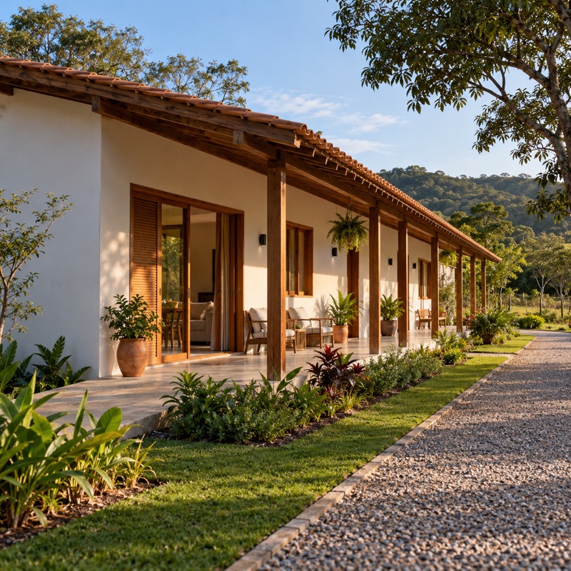casa térrea comprida em terreno de 6 m de frente, em 3D