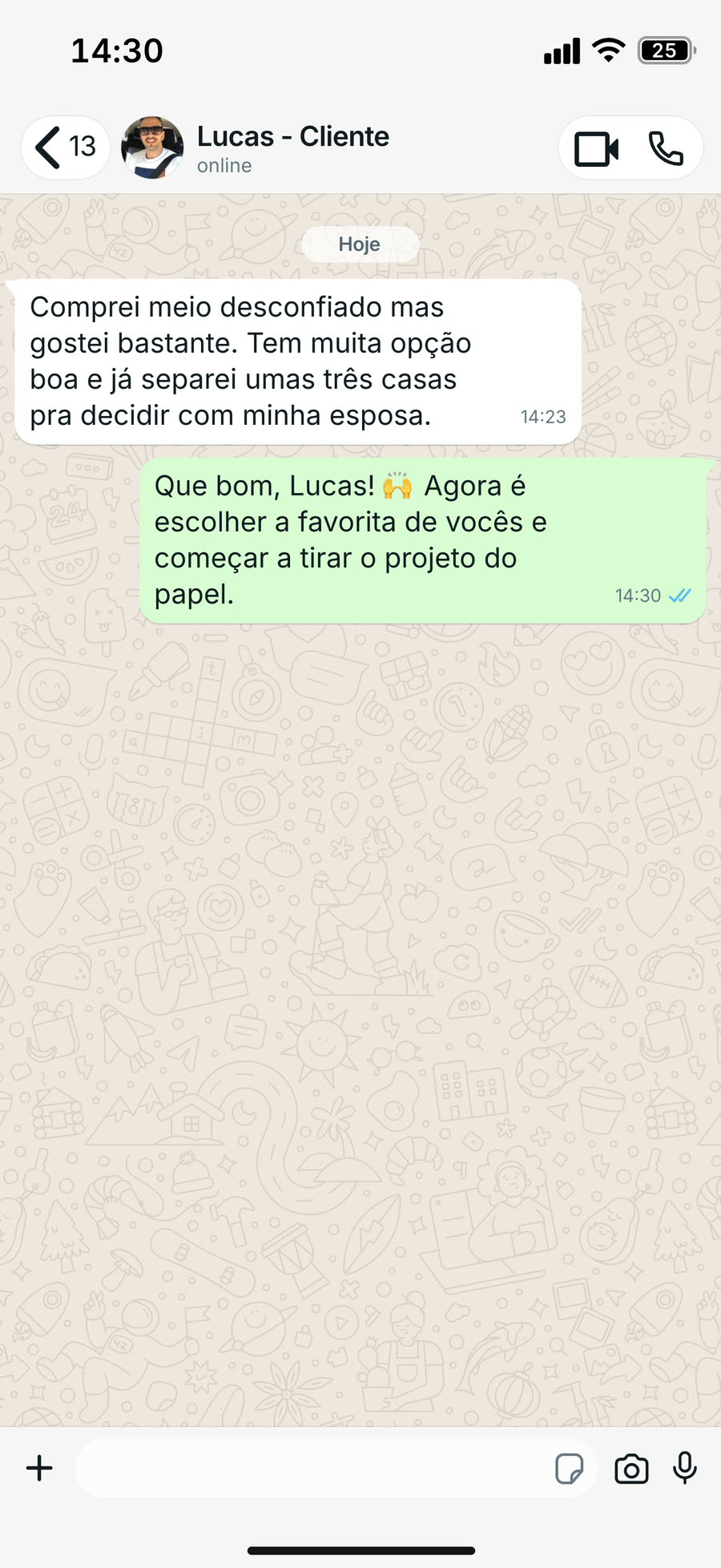 Print de conversa de cliente